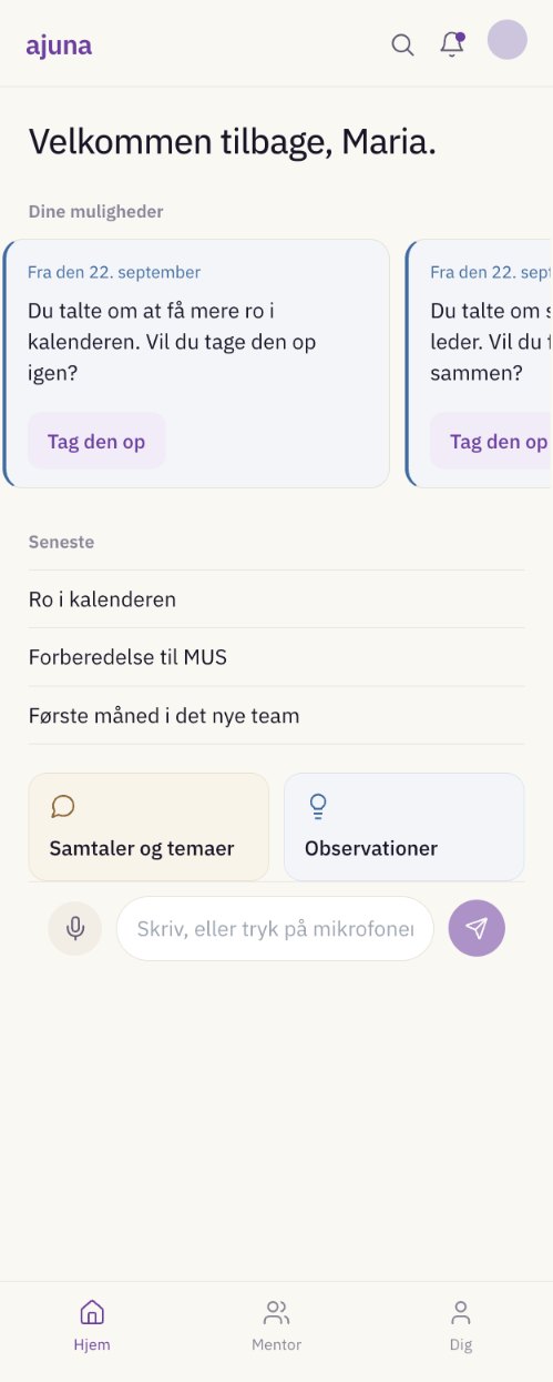 AJUNA COACH på telefonen med forslag fra tidligere samtaler