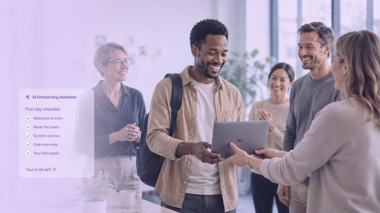 New employee welcomed on their first day